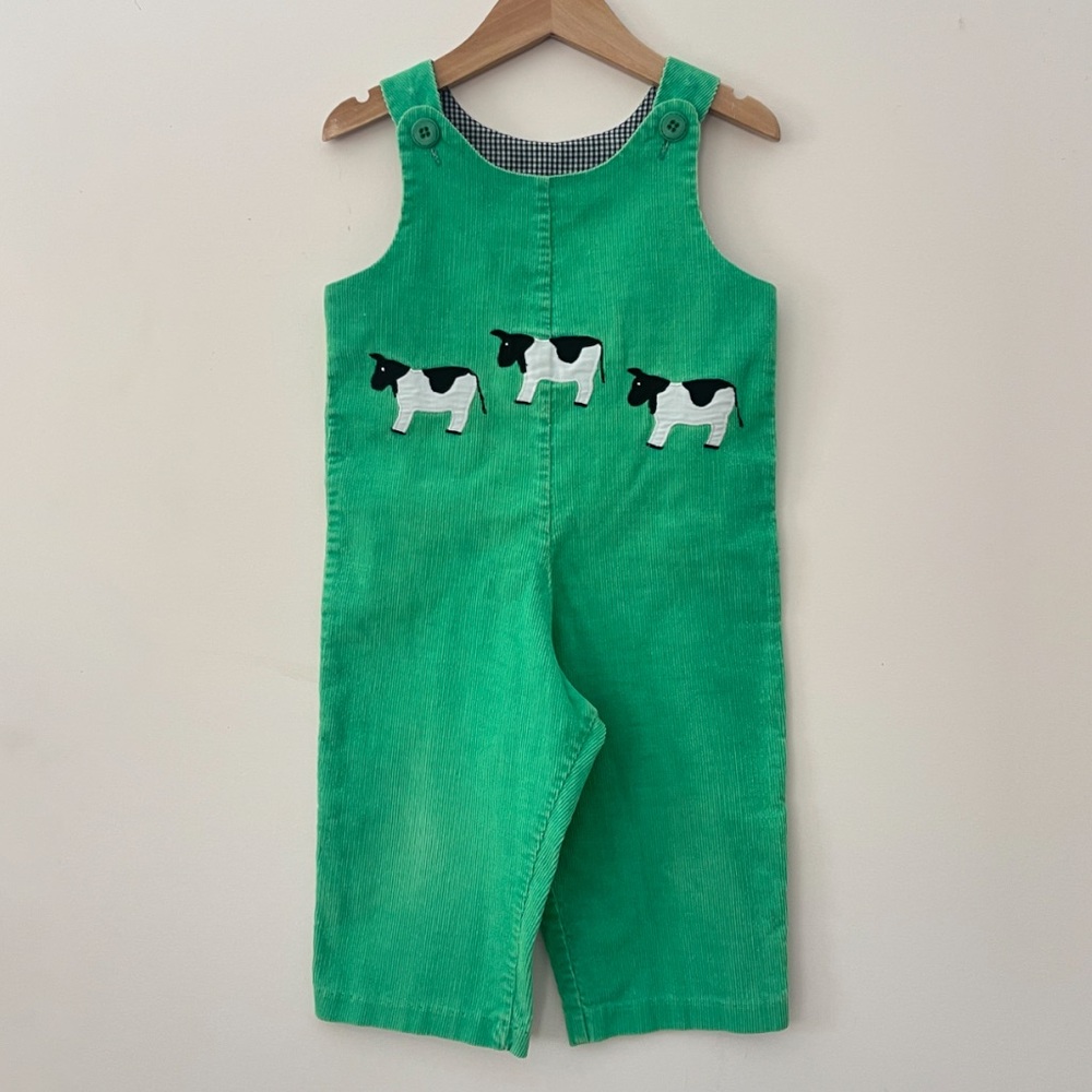VGUC Custom Artisan Crafted 1 of a Kind Corduroy Cow Appliqué Heirloom Longall